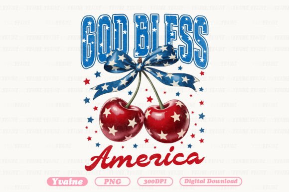 4th of July PNG God Bless America Cherry