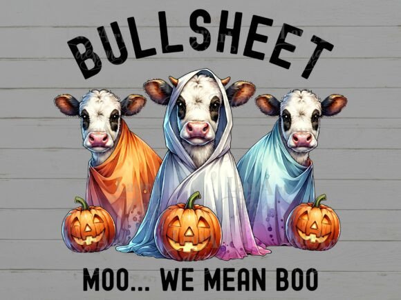Bullsheet Halloween Cows Ghost Cow: A Spooky-Cute Design Asset