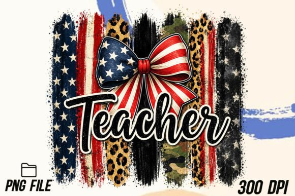 Celebrate Educators with the 4th of July Stripes Teacher Bow PNG