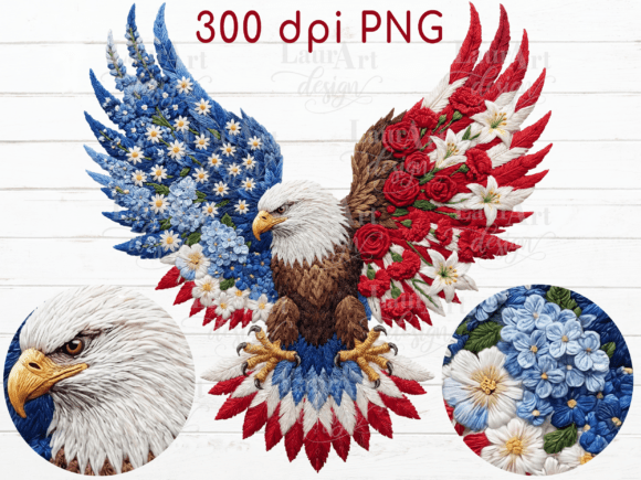 Faux Embroidery Eagle Patriotic Eagle: A Bold Digital Asset