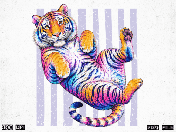 Neon Tiger PNG: Your Go-To Psychedelic Clipart