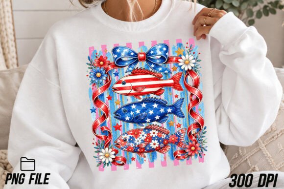 Patriotic Fish PNG: Stars and Stripes for Your Designs