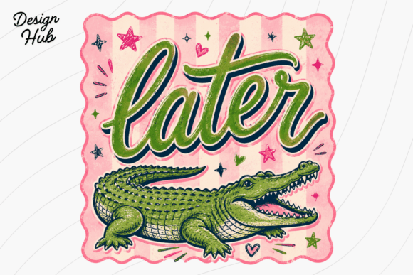 Retro Alligator Coquette PNG: A Playful Vintage Statement