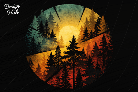 Timeless Appeal: Using a Vintage Forest Landscape Sunset PNG